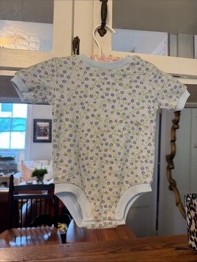 Vintage Baby Girls' Blue Floral One-Piece